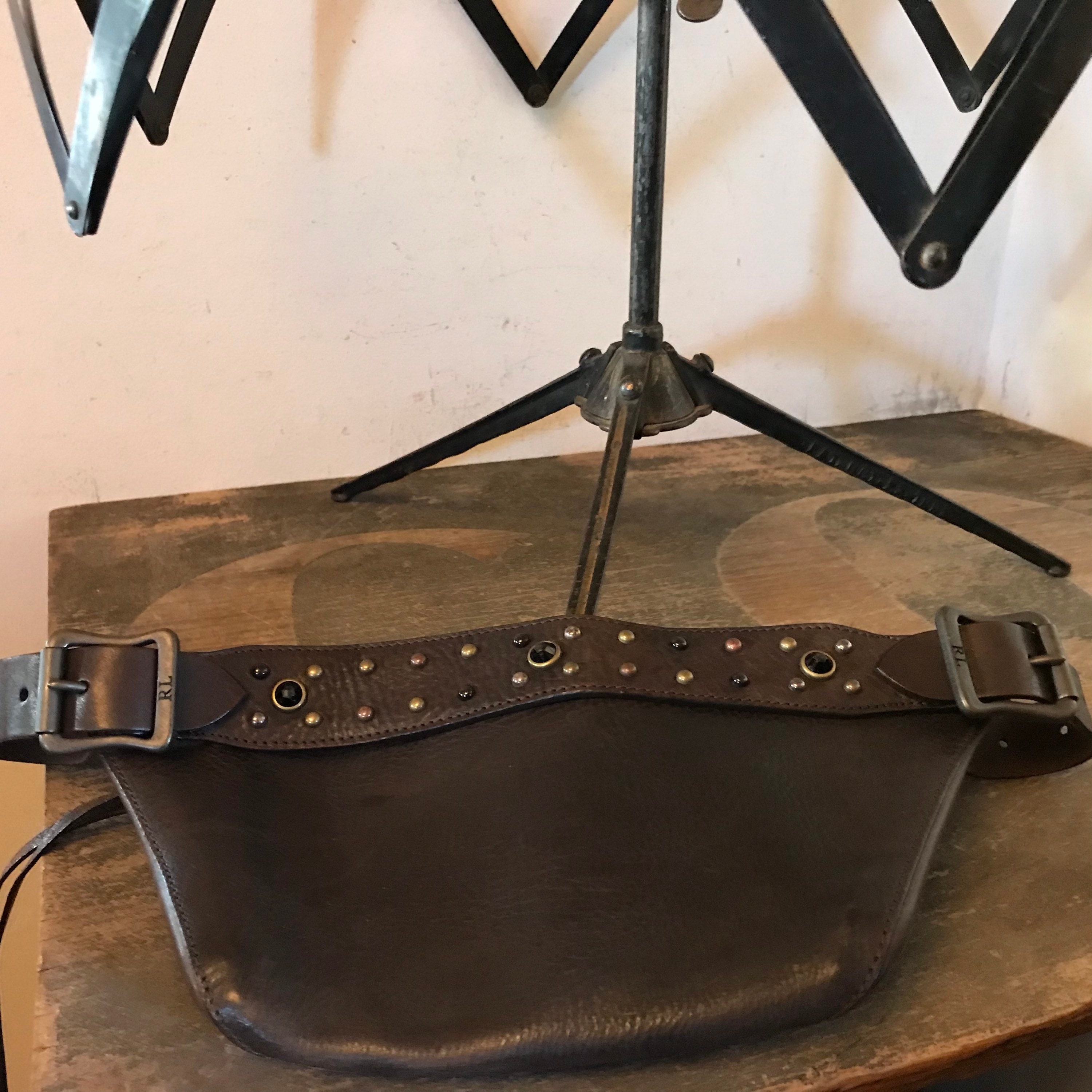 RALPH LAUREN Brown Leather Fanny Pack Bags & Leather Goods Ralph Lauren Belt Bag Leather Bag Fringed Studs Wallet Brass  main image 3