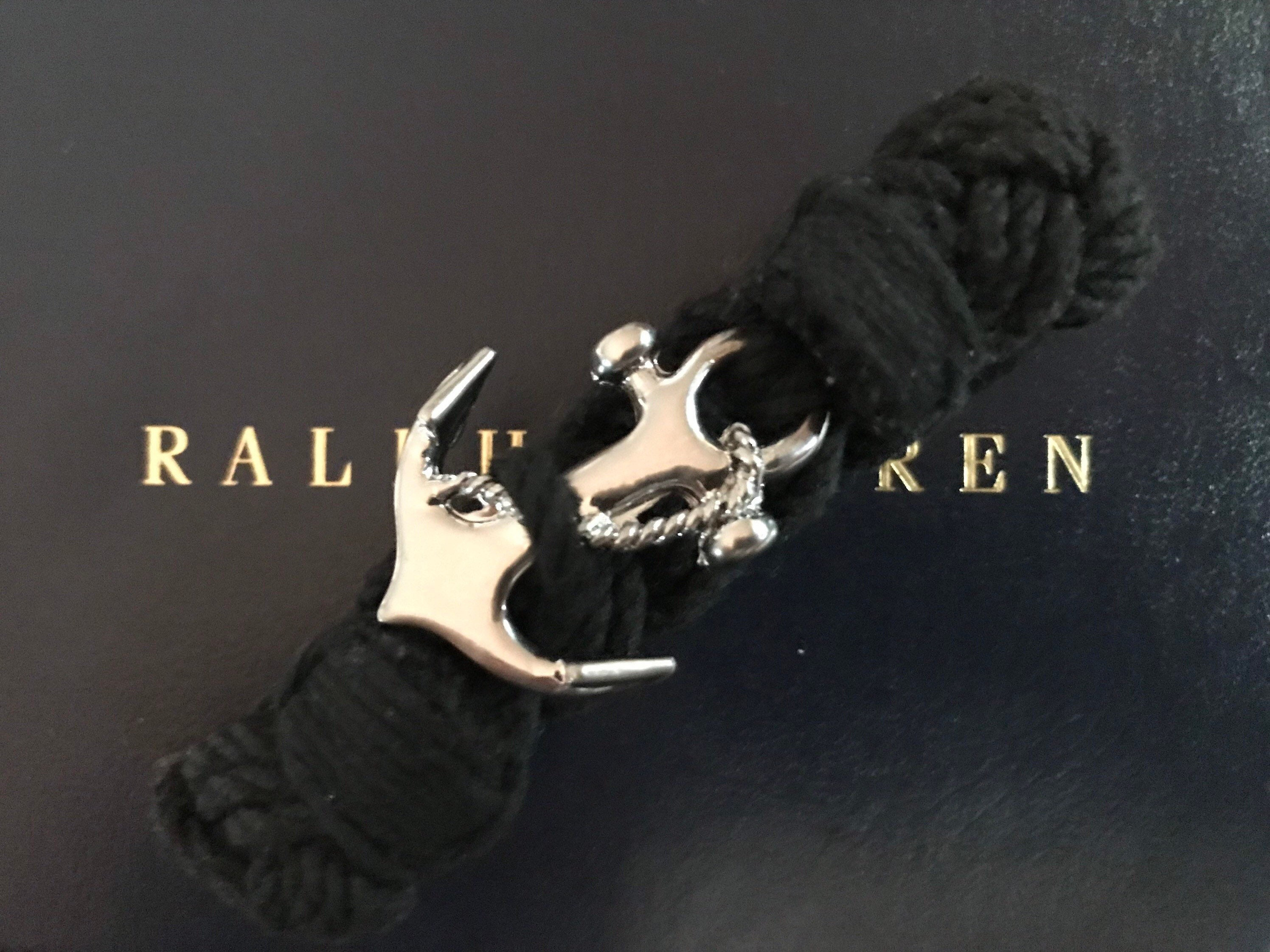 Vintage Ralph Lauren Rope Bracelet Anchor Nautical Beach Silver