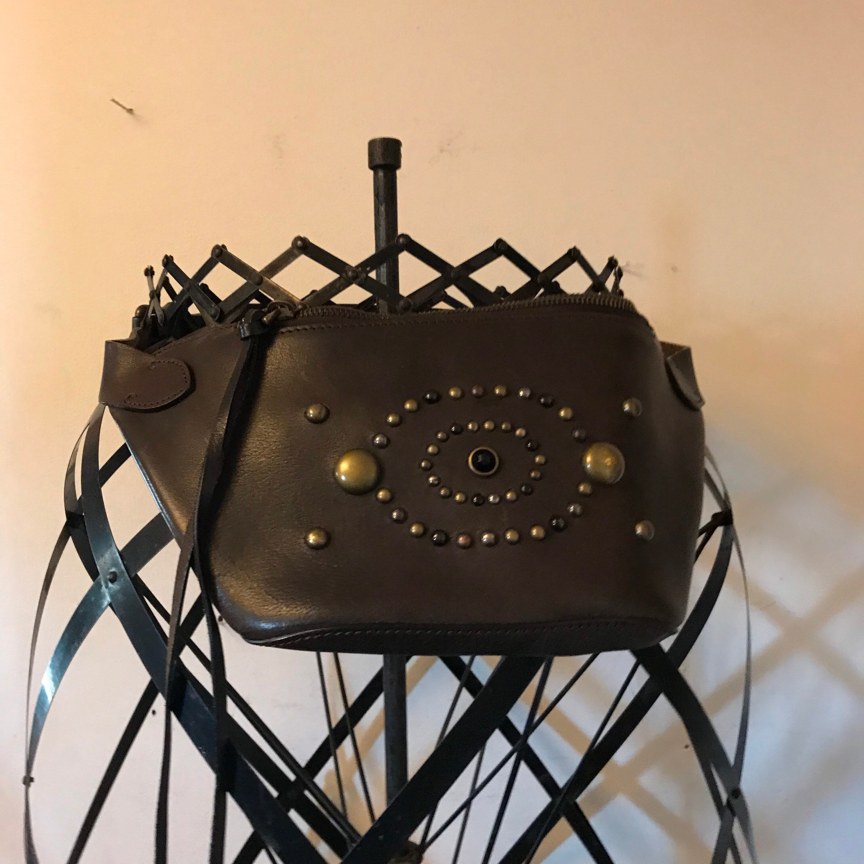 Ralph Lauren Belt Bag Leather Bag Fringed Studs Wallet Brass 