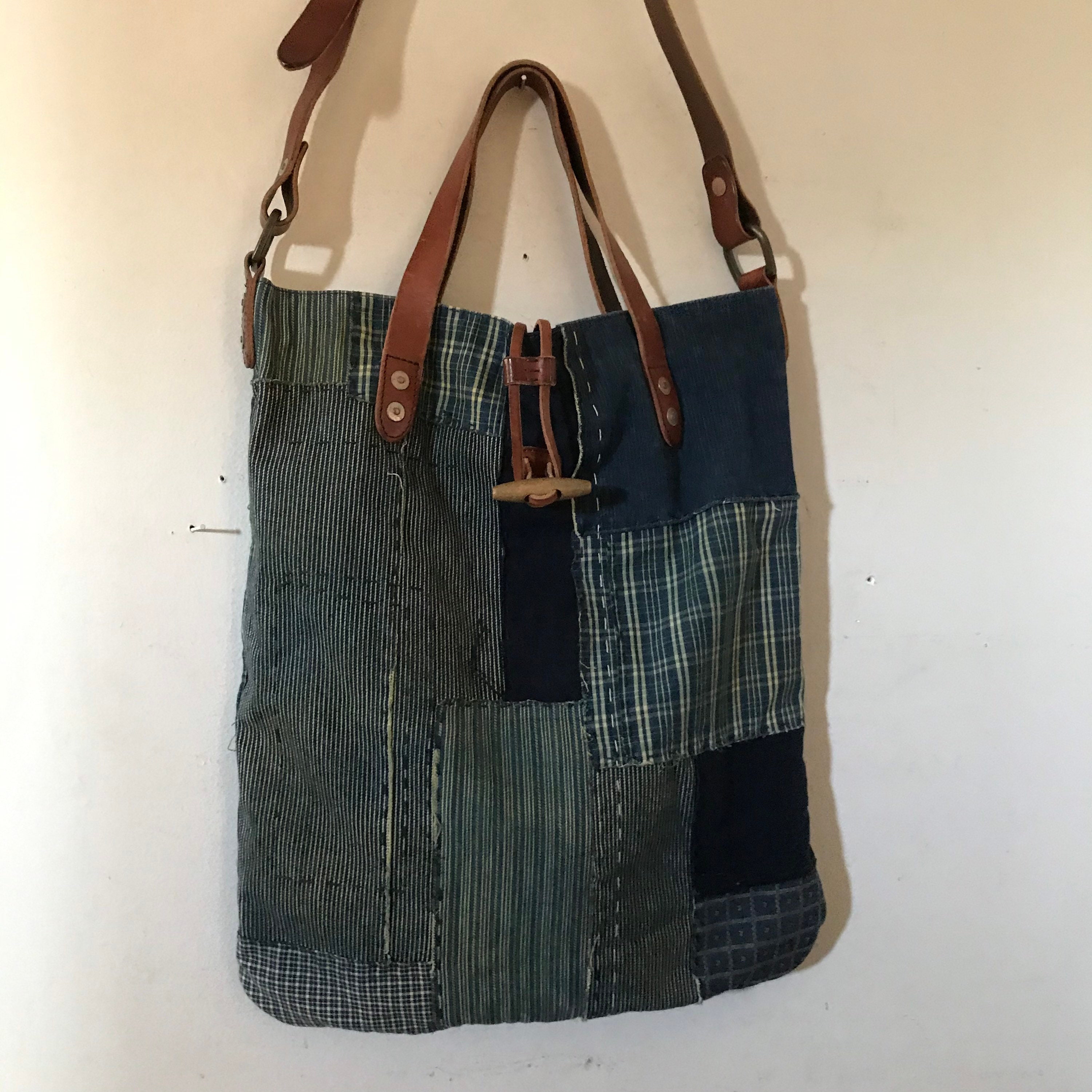 Ralph Lauren Patchwork Bag Blue Denim Indigo Shibori Bag