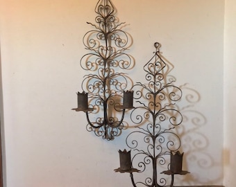 Antique French Sconces Forged Iron Wall Sconces Garden Architectural Lighting Wall Sconces Candle