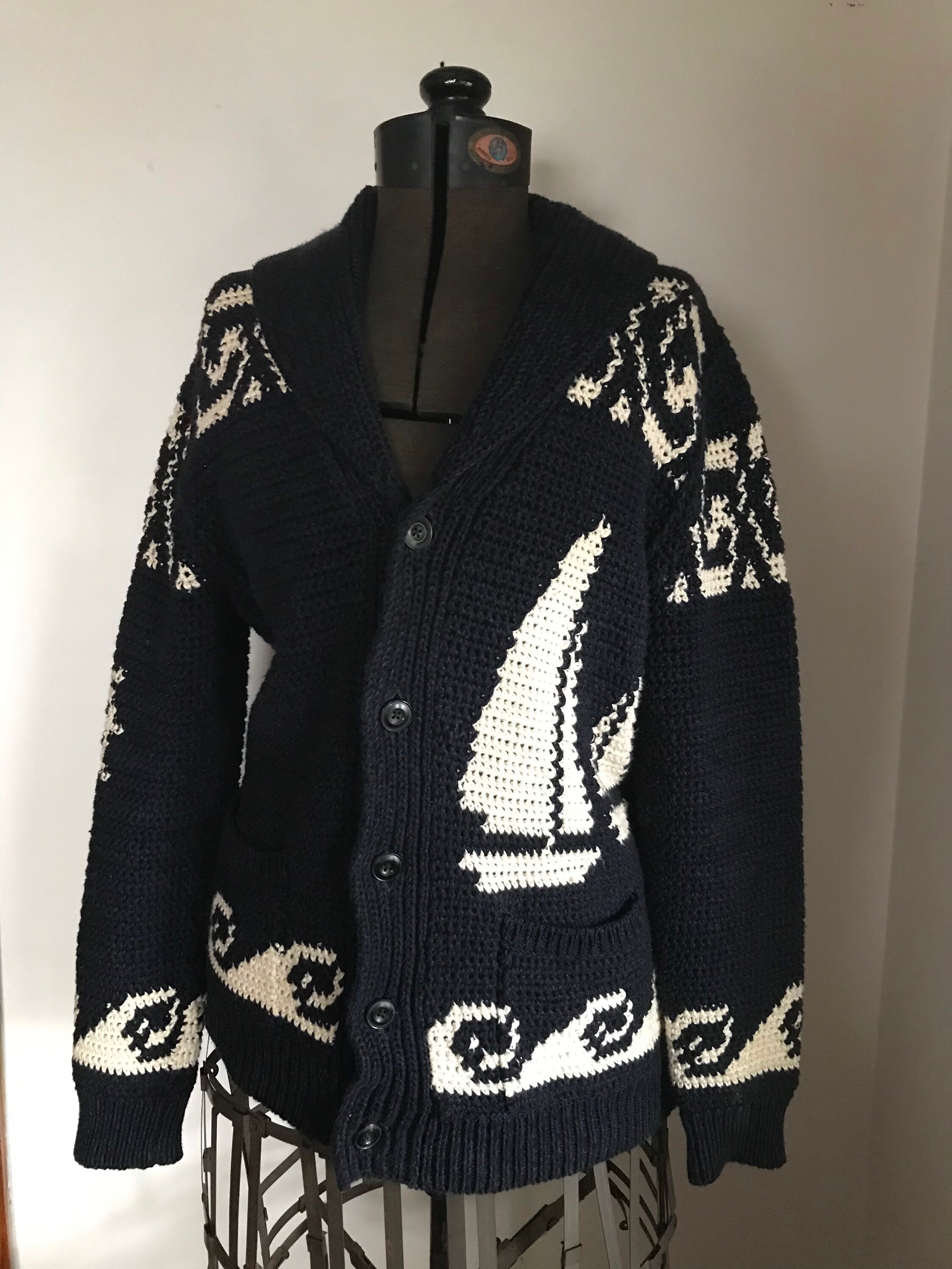 Ralph Lauren Hand Knit Sweater Cowhican Nautical Sailing Vintage