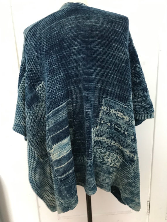 Ralph Lauren Patchwork Sweater Coat Poncho Serape Shawl Shibori