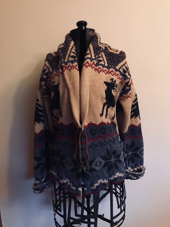 Ralph Lauren Hand Knit Sweater Coat Country South… - image 8