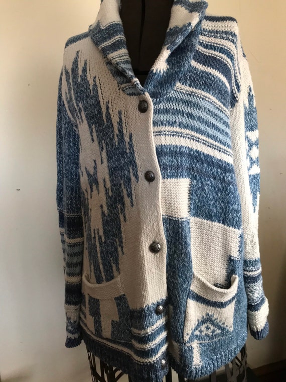 Ralph Lauren Hand Knit Sweater Serape Shawl Patchw