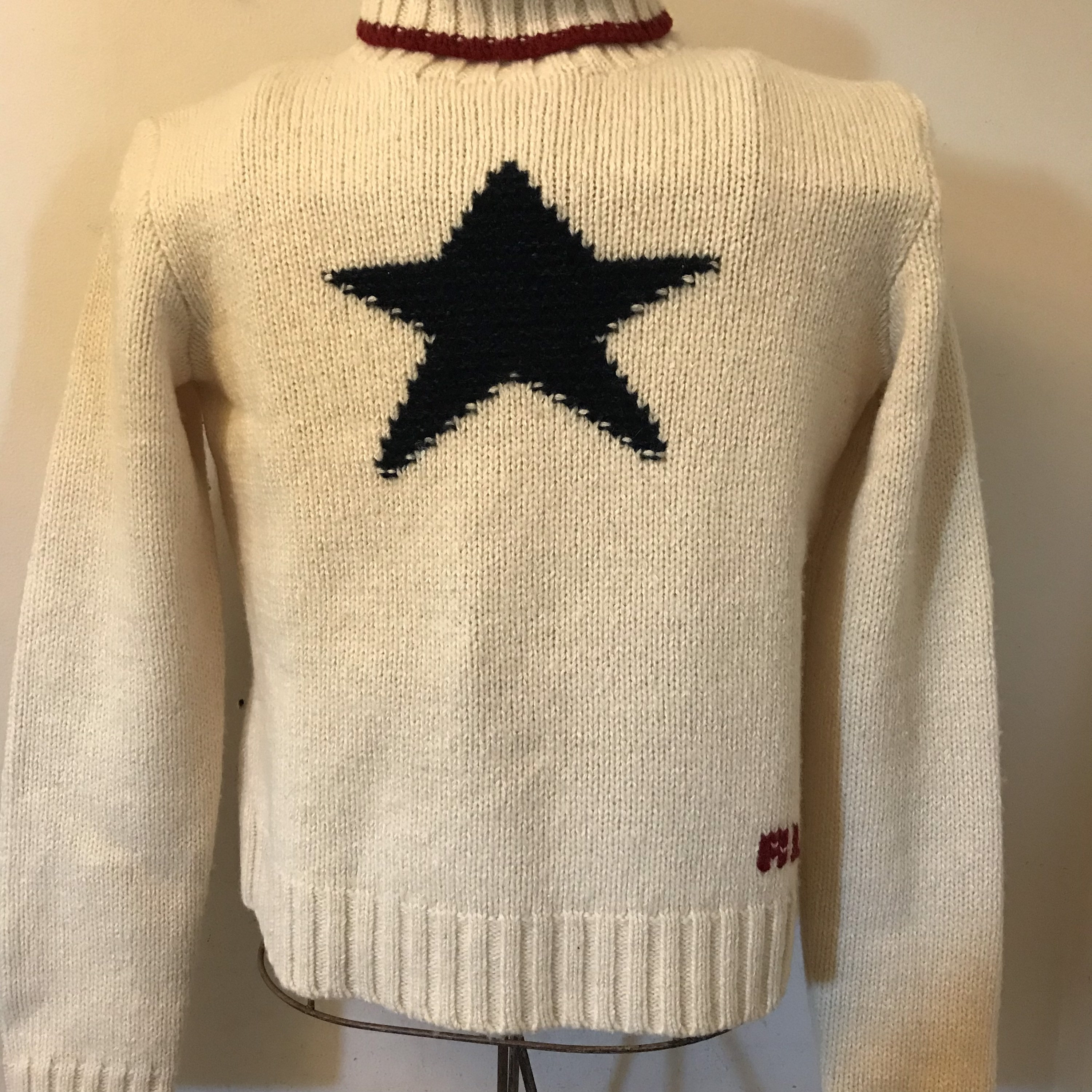 Vintage Ralph Lauren Hand Knit Sweater Star Wool Rare Iconic Sweater Americana
