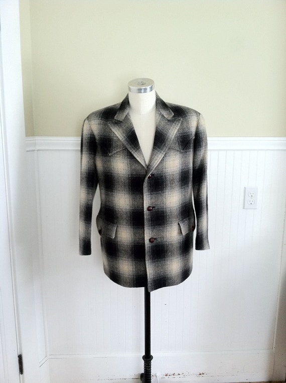 Ralph Lauren Western Jacket Wool Plaid Black Coun… - image 1