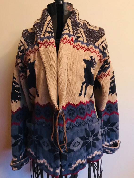 Ralph Lauren Hand Knit Sweater Coat Country South… - image 10