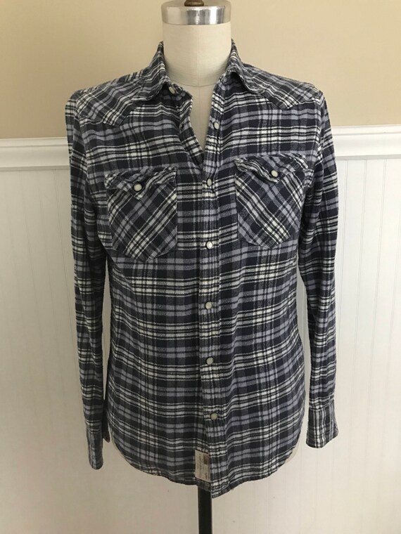Ralph Lauren Western Shirt Snap Flannel Plaid Heri