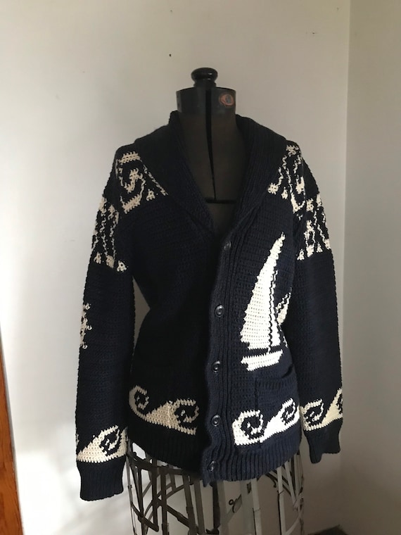 Ralph Lauren Hand Knit Sweater Cowhican Nautical Sailing Vintage