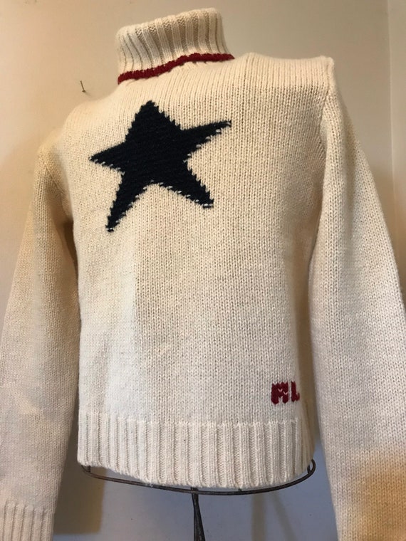 Vintage Ralph Lauren Hand Knit Sweater Star Wool Rare Iconic