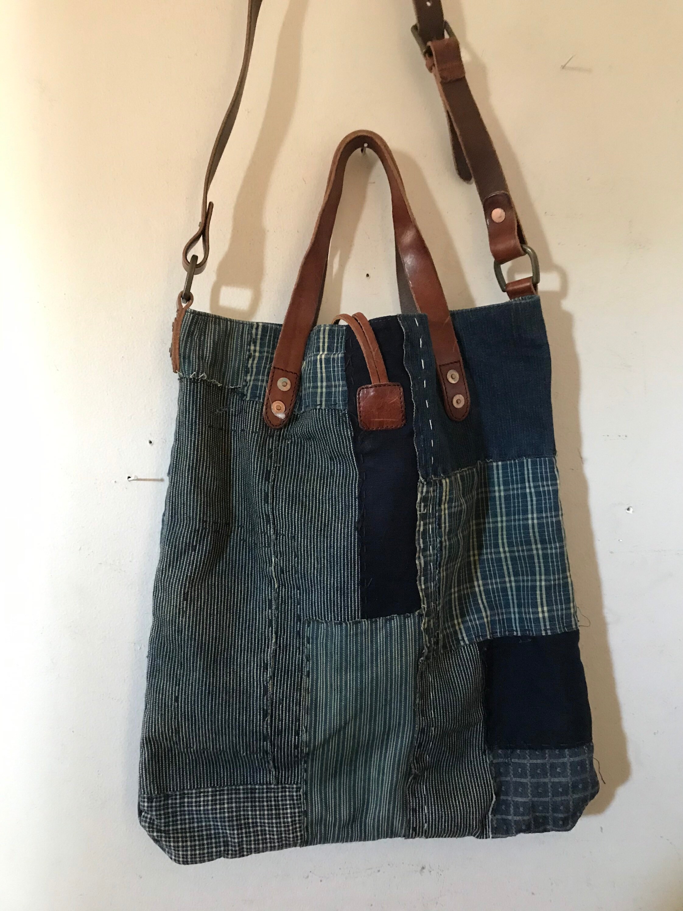 RRL 　 Indigo Striped Patchwork Tote Indigo striped patchwork tote . #DoubleRL #RRL