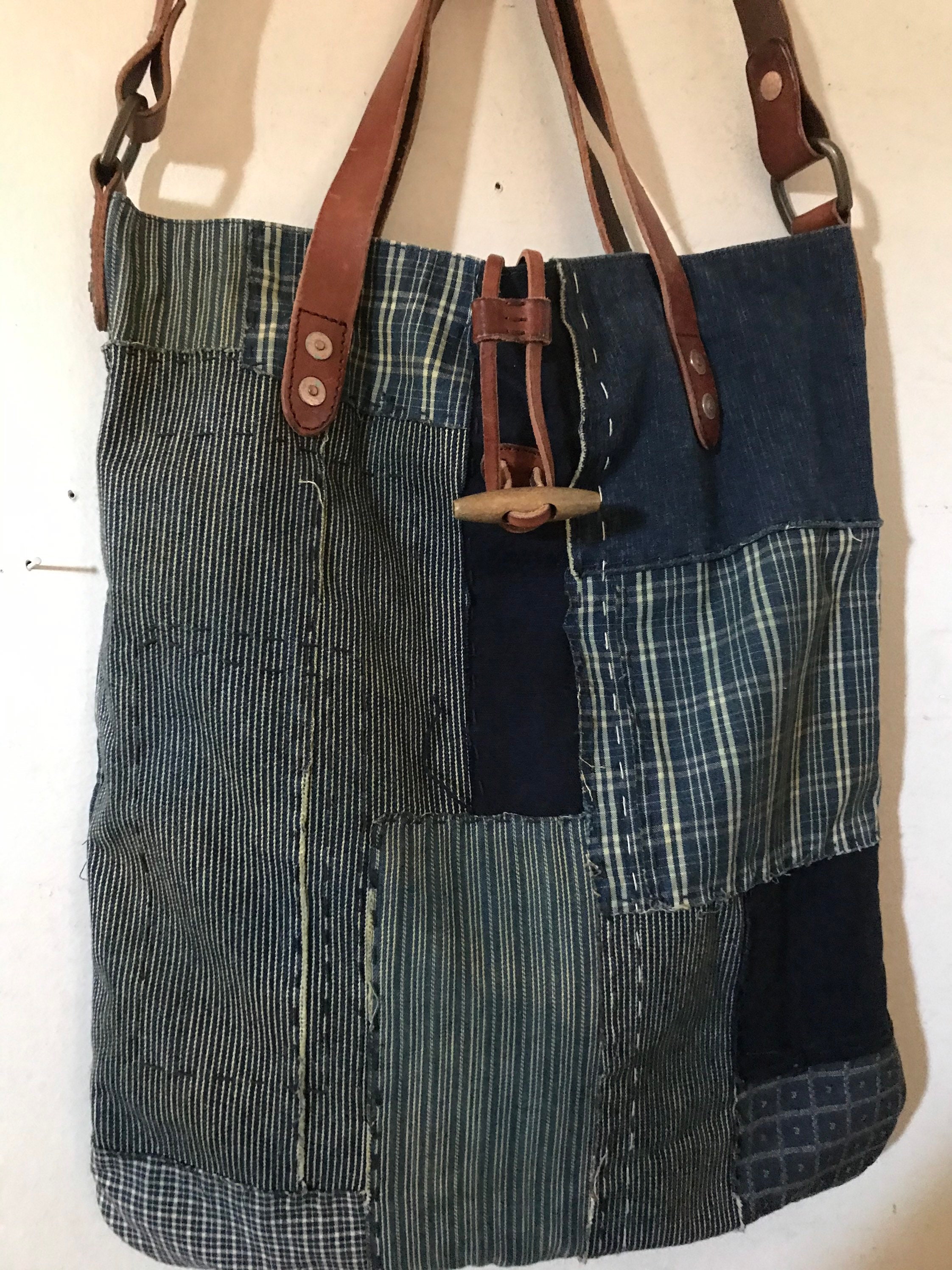 Ralph Lauren Patchwork Bag Blue Denim Indigo Shibori Bag Buro