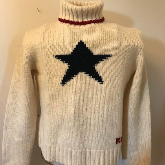 Vintage Ralph Lauren Hand Knit Sweater Star Wool Rare Iconic