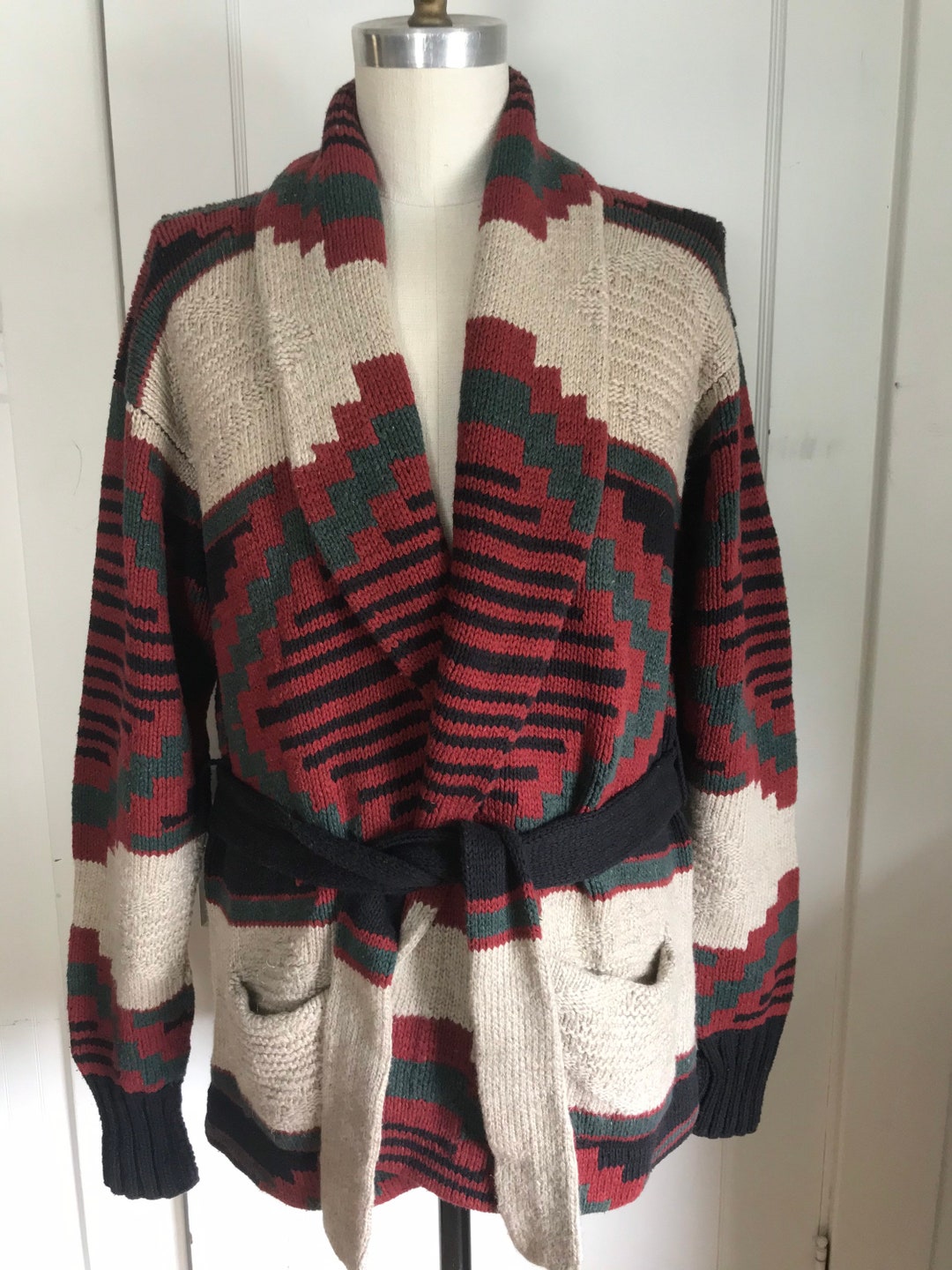 Ralph Lauren Sweater Coat Handknit Cardigan Southwestern Native