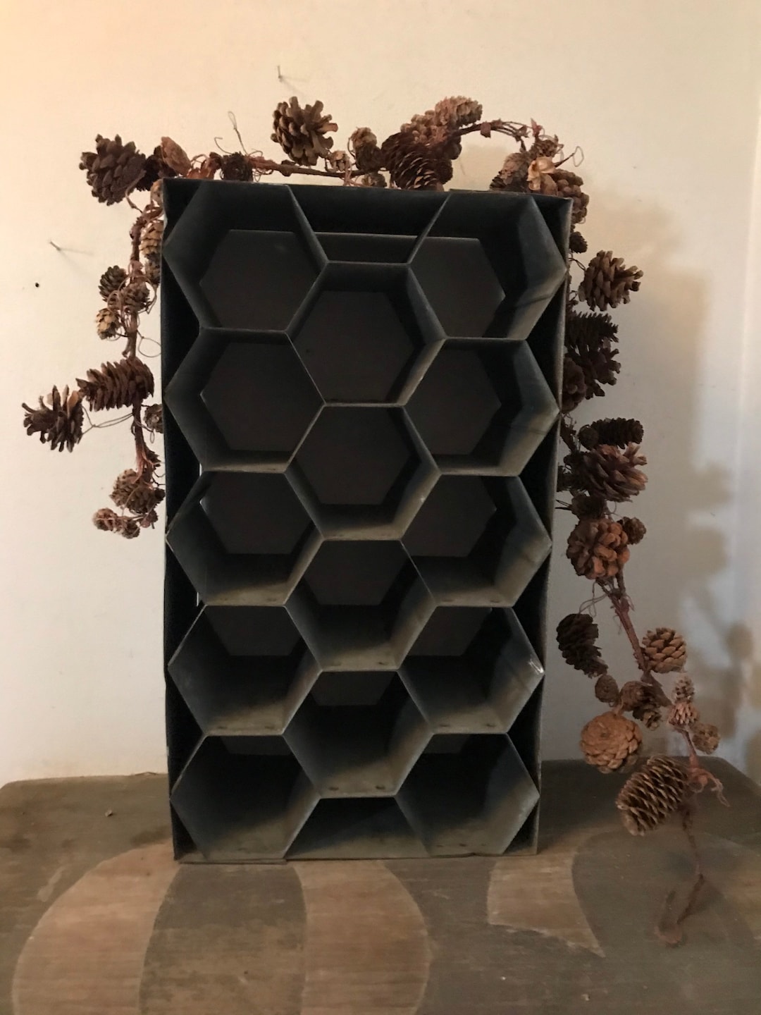 Antique Wine Rack Zinc Wine Holder Wine Cave Galvinized Mid Century Industrial Winery