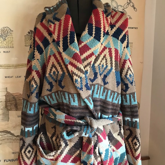 Ralph Lauren Hand Knit Sweater Cardigan Beacon Tribal Indian