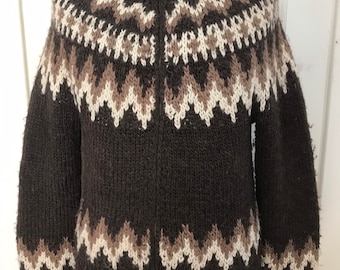 Vintage Ralph Lauren Sweater Hand knit Cardigan Sweater Native American Indian Blanket Tribal Nordic Ski