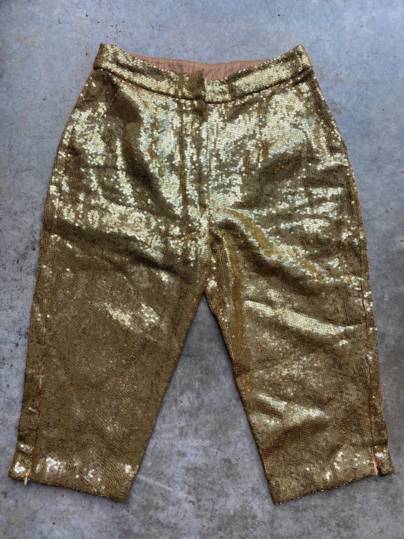 Mannish Arora gold sequin pedal pushers