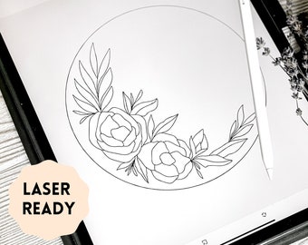Floral round scroll saw template/ pattern Includes LASER READY single line file
