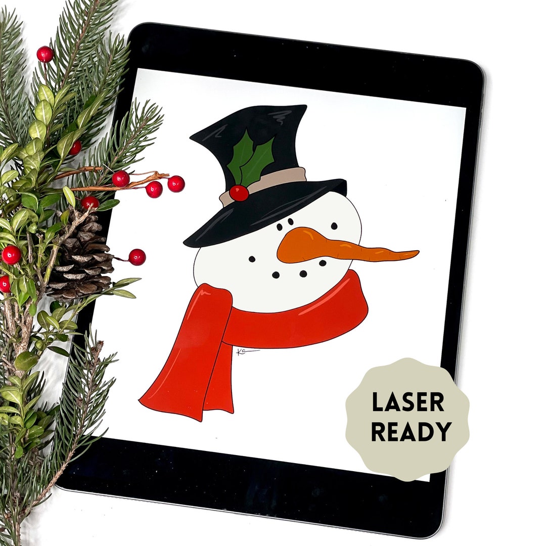 Snowman Head Cut File, Carrot Nose Snowman Laser Ready Scroll Saw