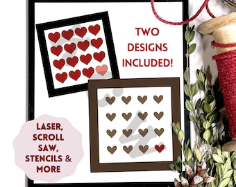 Heart Pattern Designs Digital File for Laser, Scroll Saw, Vinyl Cutting | Valentine's Day Pattern | Two Designs Included