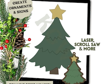 Christmas Tree File for Laser or Scroll Saw | Pine Tree Ornament or Signs Digital Cut File | Christmas Laser and Scroll Saw Pattern