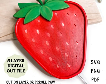 Strawberry Light Cut File | Layered Digital Cut Pattern for Lightup Strawberry | Scroll Saw & Laser Template SVG