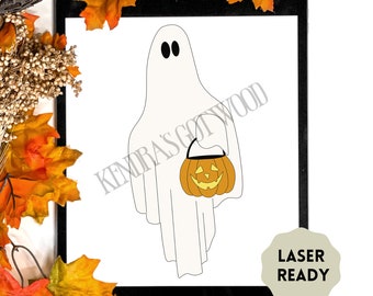 Ghost with Pumpkin Candy Bucket| Scroll Saw Template | Laser Ready | Digital Cut File