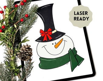 Snowman Head Cut File, Tall Hat Snowman | Laser Ready Scroll Saw Template