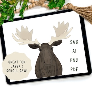 Moose Scroll Saw Pattern: Laser Cut Template (Digital File)