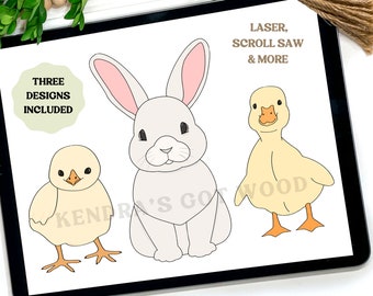 Duckling, Bunny & Chick | Farm Baby Digital Cut File Bundle Spring and Easter Scroll Saw and Laser Template