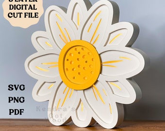 Daisy Light | Layered Digital Cut File for Lightup Flower | Scroll Saw & Laser Template