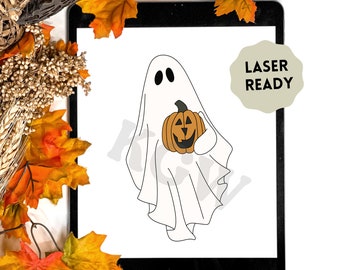 Ghost Holding Jack-O'-Lantern | Scroll Saw Template | Laser Ready | Digital Cut File