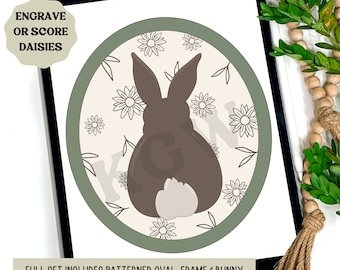 Bunny Butt with Daisy Engraved Backer | Digital Laser File