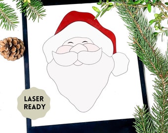 Santa Face Digital Cut File for Laser or Scroll Saw | Christmas Laser and Scroll Saw Pattern