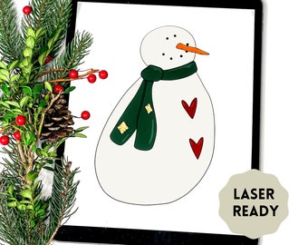 Snowman Cut File | Lovely Heart Snowman, Laser Ready Scroll Saw Template