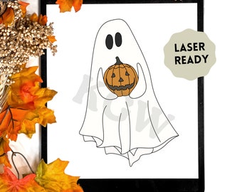 Ghost Hugging Jack-O'-Lantern Pumpkin| Scroll Saw Template | Laser Ready | Digital Cut File