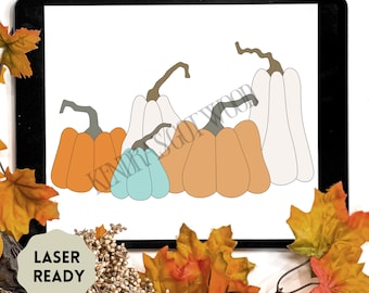 Funky Fall Pumpkins Digital Cut File | Laser Ready | Scroll Saw Template