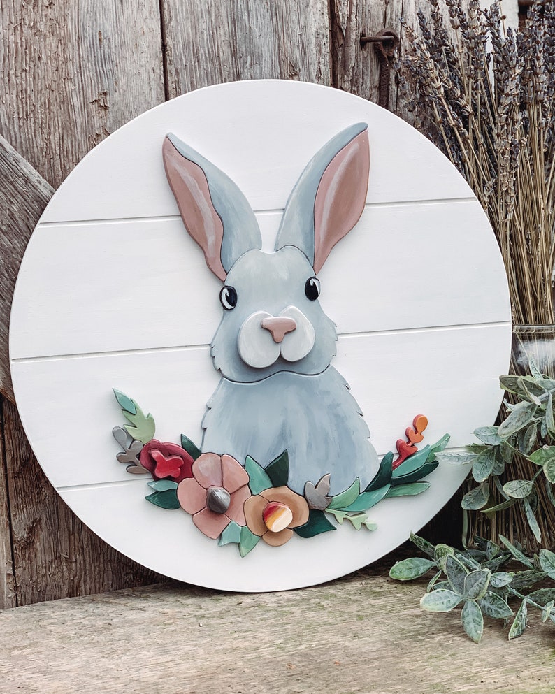 Easter bunny scroll saw template spring rabbit pattern Etsy