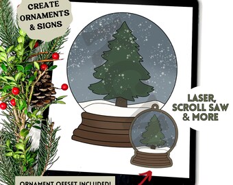 Winter Snow Globe | Christmas Ornament Digital Cut File for Laser & Scroll Saw