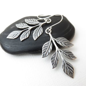 Antiqued Silver Leaf Earrings - You Choose Ear Wires, Sterling Silver, Hypoallergenic, Lever Back, Bohemian Jewelry, Silver Dangle Earrings