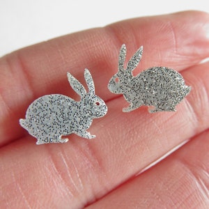 Silver bunny stud earrings.