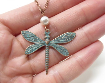 Create Your Own Dragonfly Necklace With White Swarovski® Pearl - Choose Your Own Pendant And Chain, 18" Long, Customized Dragonfly Jewelry