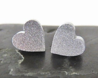 Small Silver Heart Stud Earrings You Choose Backs, Hypoallergenic Silver Heart Earrings, Valentine's Day Gift For Her, Kawaii Jewelry