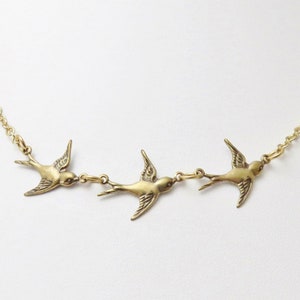 3 Little Birds Necklace You Choose Length - Gold Bird Jewelry, Three Sparrows Necklace, Bohemian Jewelry, Gift For Mom, Mother of 3 Necklace