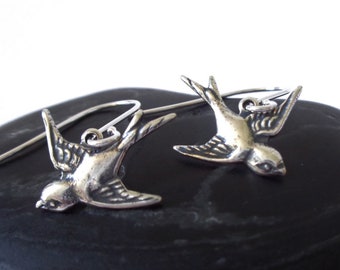 Zest Love Bird Drop Earrings for Pierced Ears Tibetan Silver Zest Love Bird Drop Earrings for Pierced Ears Tibetan Silver