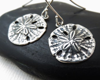 Silver Sand Dollar Earrings You Choose Ear Wires - Sterling Silver, Hypoallergenic, Leverback, Beach Jewelry, Beach Wedding Earrings,