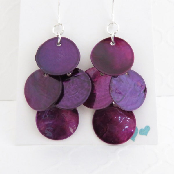 Purple Shell Earrings Etsy