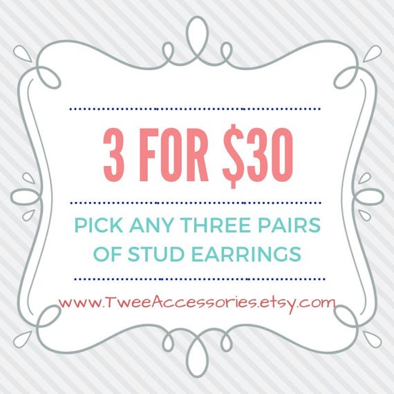 3 Pack Of Stud Earrings - You Choose Three Pairs On Hypoallergenic Posts, Flowers, Laser Cut Acrylic, Whimsical Cutecore Jewelry